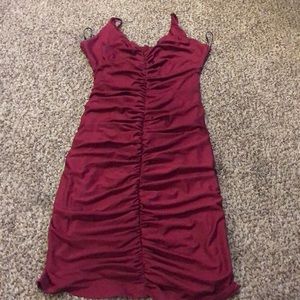 Ruched Burgundy Dress